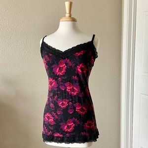V-Neck Cami | Floral Lace | Red & Purple & Black | Lane Bryant 26/28 Plus